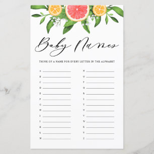 Jogo de Chá de fraldas de Nomes de Bebês de Tora