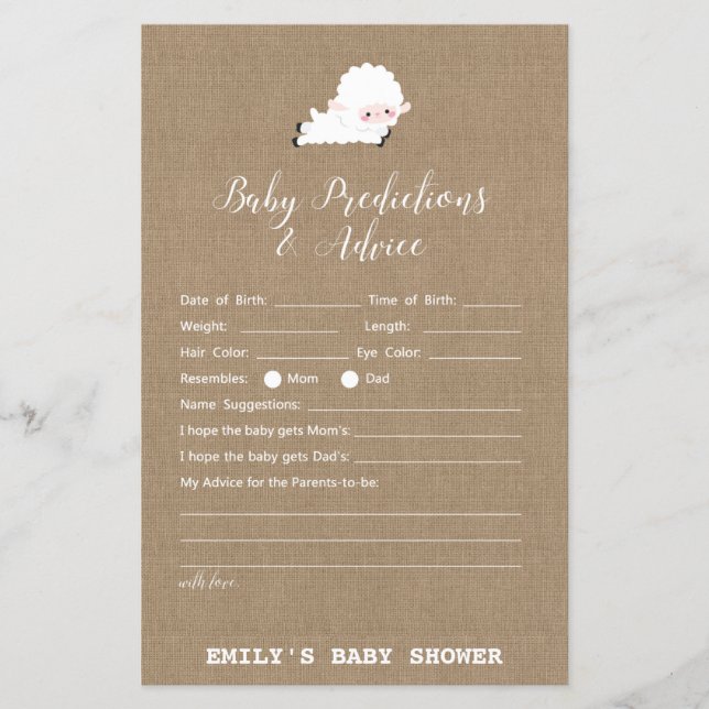 Jogo de Chá de fraldas de pequena lâmpada impresso (Frente)