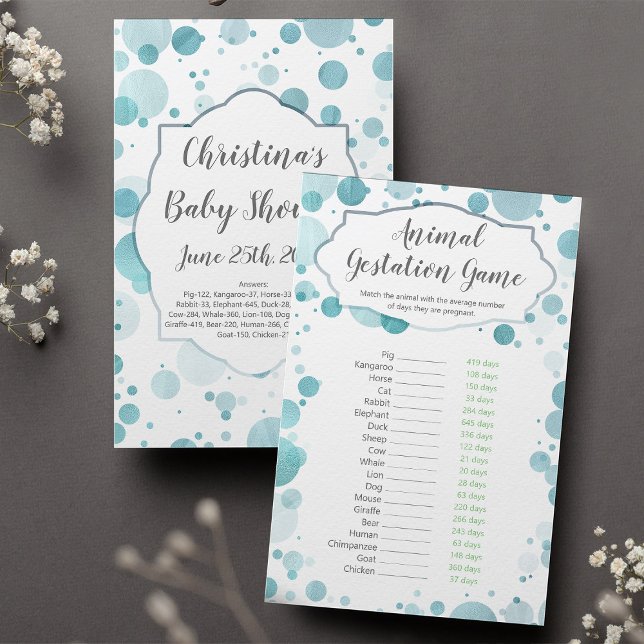 Jogo de Chá de fraldas de Pontos Azuis "Gestação A (Criador carregado)