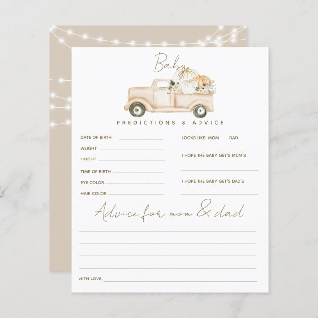 Jogo de Chá de fraldas de Queda Moderna Minimalist (Frente/Verso)