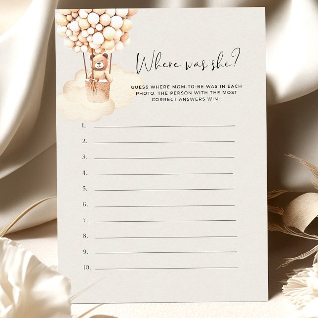 Jogo De Chá de fraldas De Urso Onde Ela Estava? (Criador carregado)