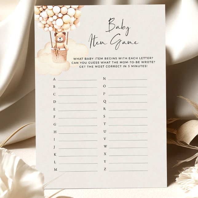 Jogo de Chá de fraldas de Urso "Que Itens de Bebê" (Criador carregado)