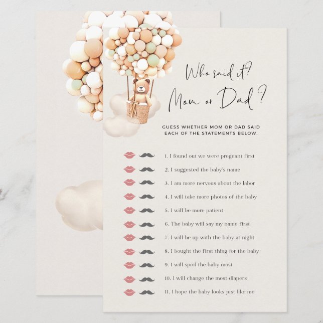 Jogo de Chá de fraldas de Urso - Quem Disse - Mãe  (Frente/Verso)