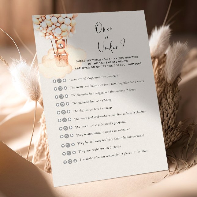 Jogo de Chá de fraldas de Urso Sobre Ou Sob (Criador carregado)