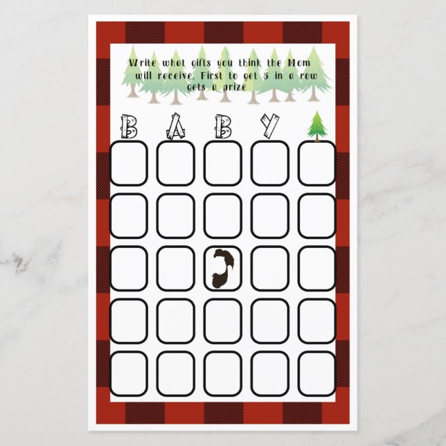 Jogo de Chá de fraldas do Baby Bingo Little Lumber (Frente)