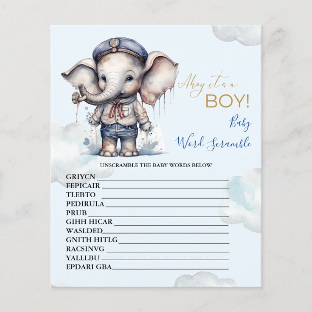 Jogo de Chá de fraldas do Baby Word Scramble (Frente)