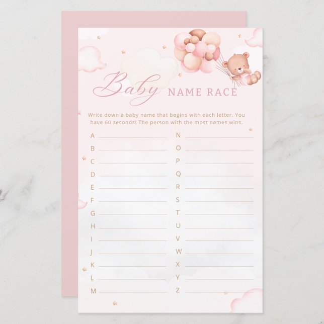 Jogo de Chá de fraldas do Bear Boho Teddy Bear (Frente/Verso)