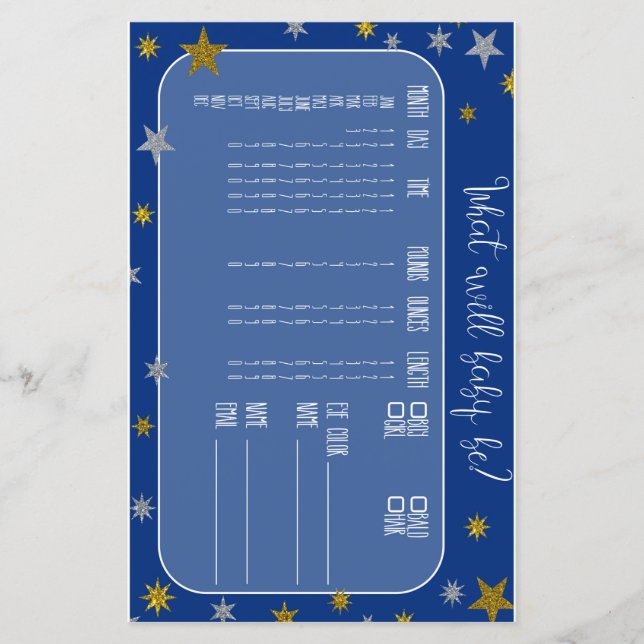 Jogo de Chá de fraldas do Little Star Baby Predica (Frente)