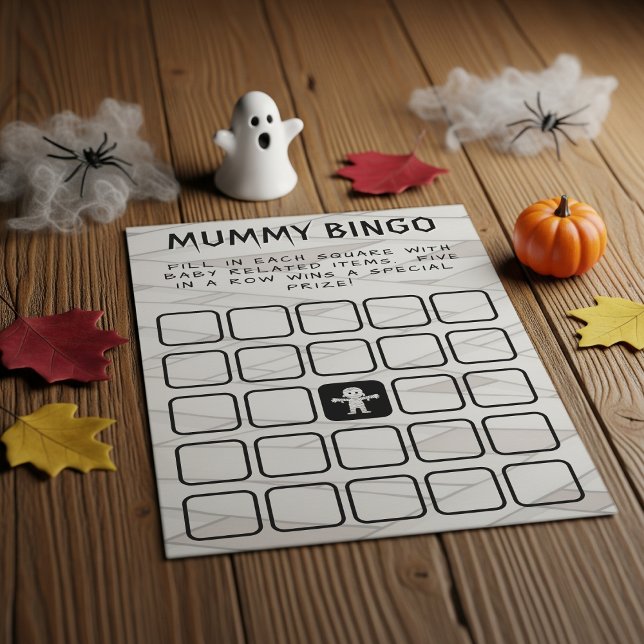 Jogo de Chá de fraldas do Mummy Bingo Halloween (Mummy Bingo Halloween Baby Shower Game
)