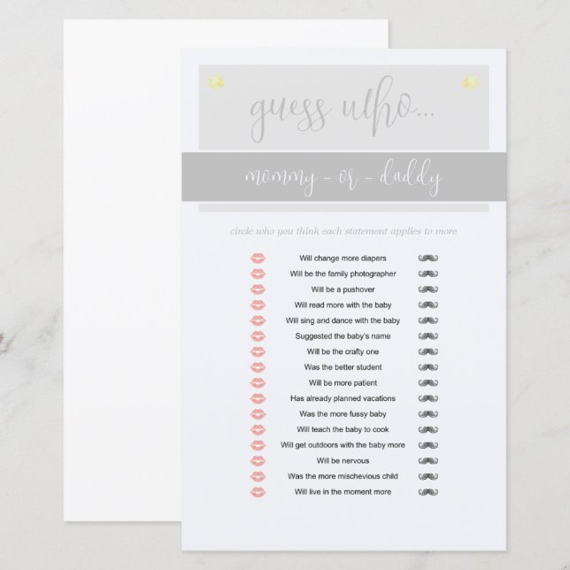 Jogo de Chá de fraldas do Pequeno Elefante de Amen (Frente/Verso)