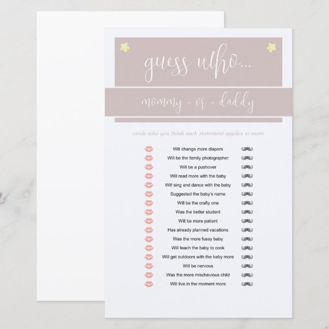 Jogo de Chá de fraldas do Pequeno Elefante de Amen (Frente/Verso)