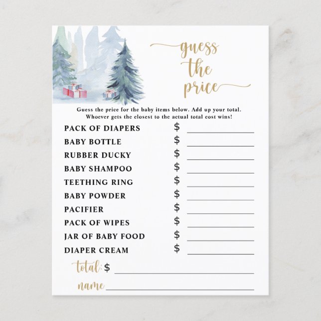 Jogo de Chá de fraldas do preço azul do inverno (Frente)