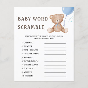 Jogo de Chá de fraldas do Word Scramble Teddy Bear