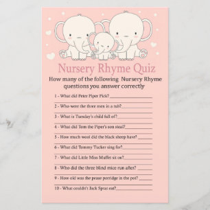 Jogo de chá de fraldas Elefante Rhyme Quiz