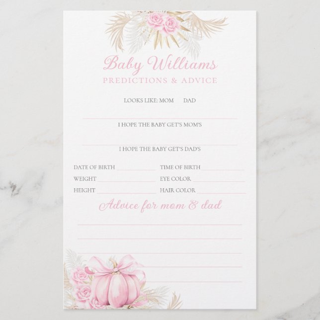 Jogo de Chá de fraldas Floral de Arco Rosa Pumpkin (Frente)