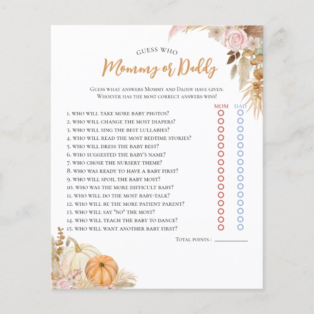 Jogo de Chá de fraldas Floral do Pequeno Pumpkin B (Frente)