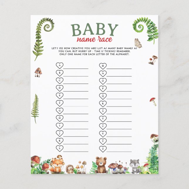 Jogo de Chá de fraldas Race do Nome do Bebê (Frente)