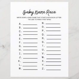 Jogo de Chá de fraldas Race do Nome do Bebê