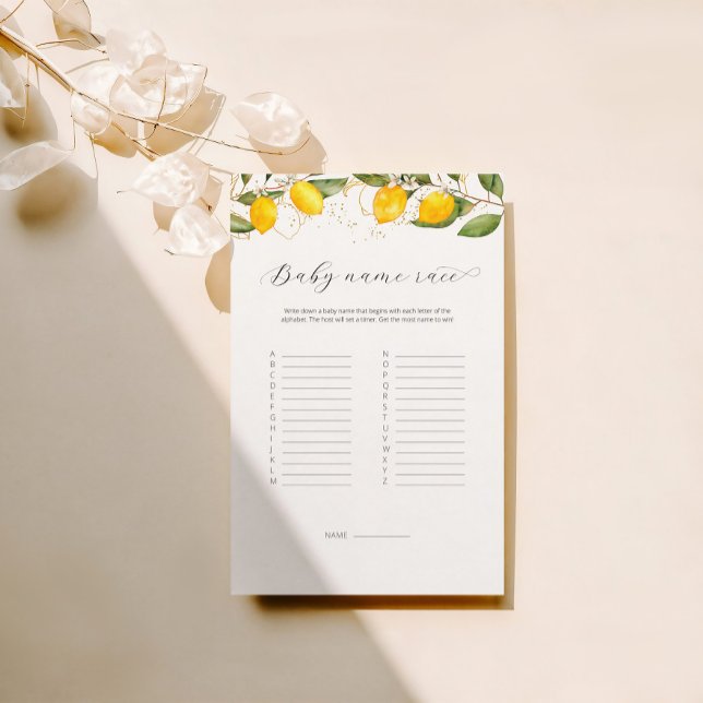 Jogo de Chá de fraldas Race do Nome do Bebê Amarel (Criador carregado)