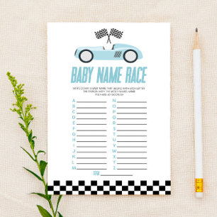 Jogo de Chá de fraldas Race Race Car Name