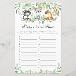 Jogo de Chá de fraldas Race Race de Nome para Bebê