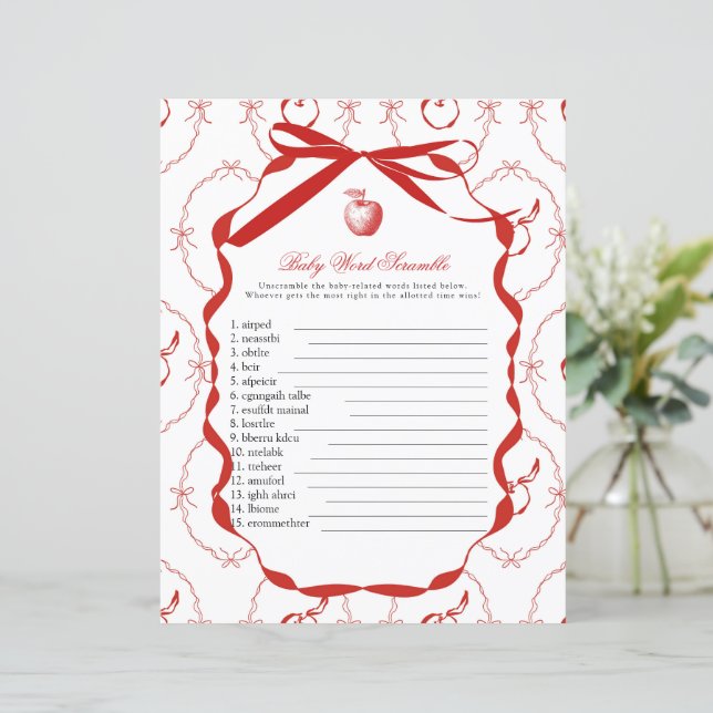 Jogo de Chá de fraldas Red Apple (Em pé/Frente)