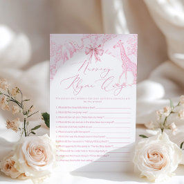 Jogo de chá de fraldas Rhyme Quiz Toile Safari