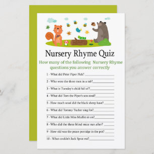 Jogo de chá de fraldas Rhyme Rursery Rhyme Quiz