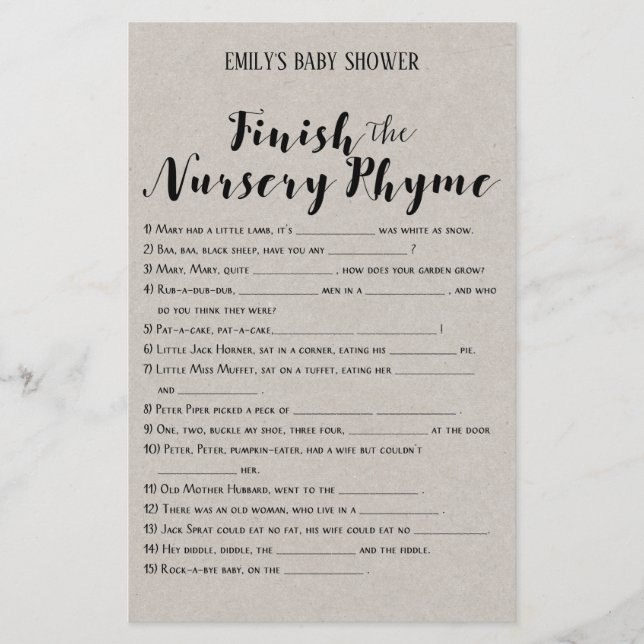 Jogo de Chá de fraldas Russo Moderno IMPRESSO (Frente)