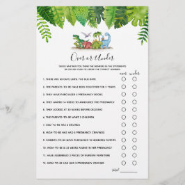 Jogo de Chá de fraldas sobre ou sob o dinossauro