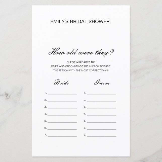 Jogo de Chá de Noiva Editável Quantos anos eles ti (Frente)