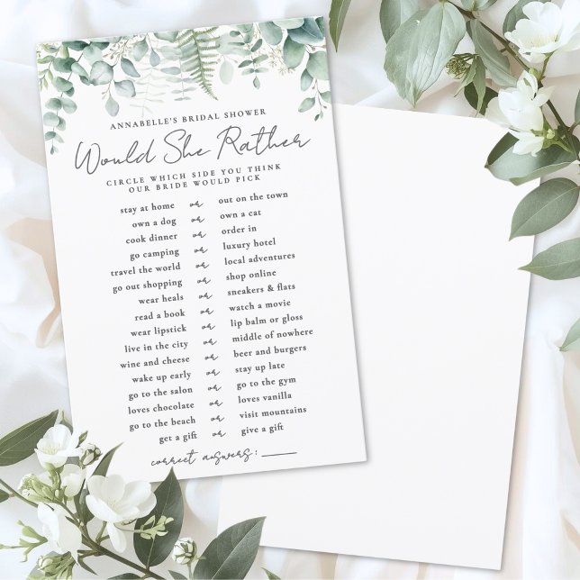 Jogo de Chá de Noiva 'Ela Preferiria' (Would She Rather Bride Bridal Shower Game)