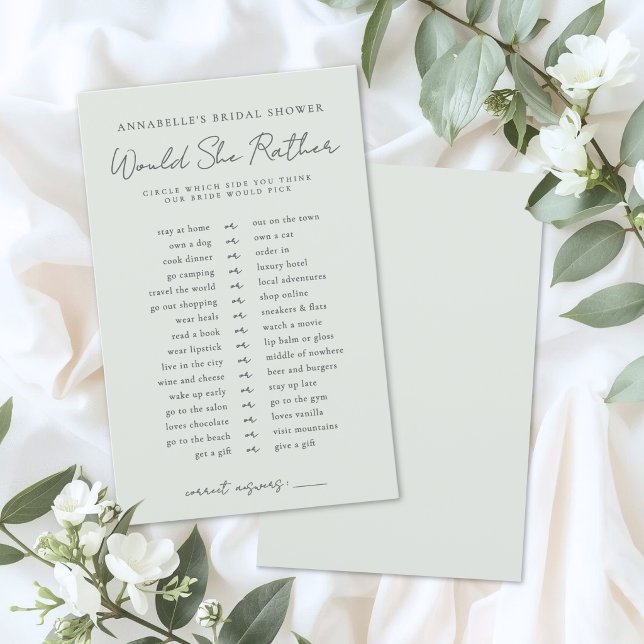 Jogo de Chá de Noiva 'Ela Preferiria' (Would She Rather Bride Bridal Shower Game )