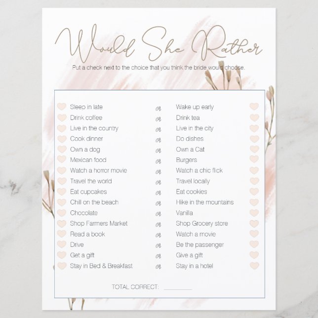 Jogo de Chá de Noiva Ela Preferiria Moderno Boho (Frente)