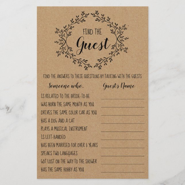 Jogo de Chá de Noiva Encontre o Cartão de Convidad (Frente)