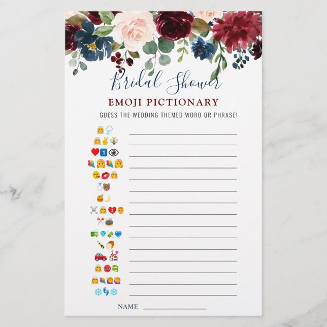 Jogo de Chá de Noiva Flor Rosa Burgundy Azul com T (Frente)