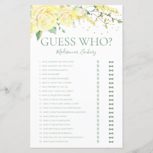 Jogo de Chá de Noiva Guess Who Elegant Yellow Rose