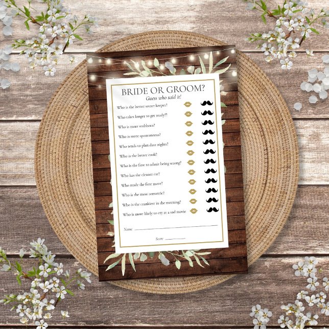 Jogo de Chá de Noiva Quem É Rustico com Folhagens (Rustic Guess Who Greenery Bridal Shower Game)