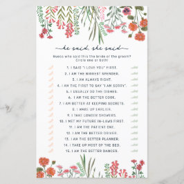 Jogo de chá de panela de casamento 'Ela disse, ele