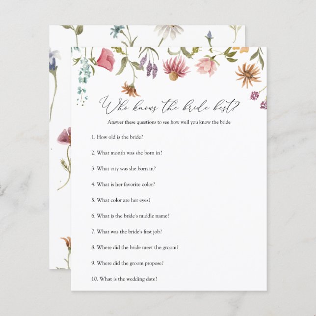 Jogo de Chá de panela de flor selvagem que conhece (Frente/Verso)