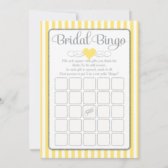 Jogo de Chá de panela do Bingo Amarelo Bridal (Frente)