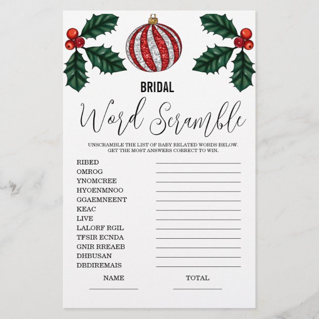 Jogo de Chá de panela do Word Scramble (Frente)