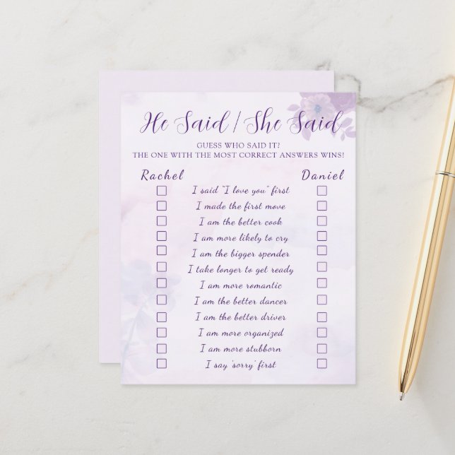 Jogo de Chá de Panela "Ele Disse Ela Disse" Roxo (Frente/Verso In Situ)