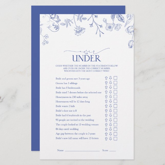 Jogo de Chá de panela Vitoriano Azul e Branco (Frente/Verso)