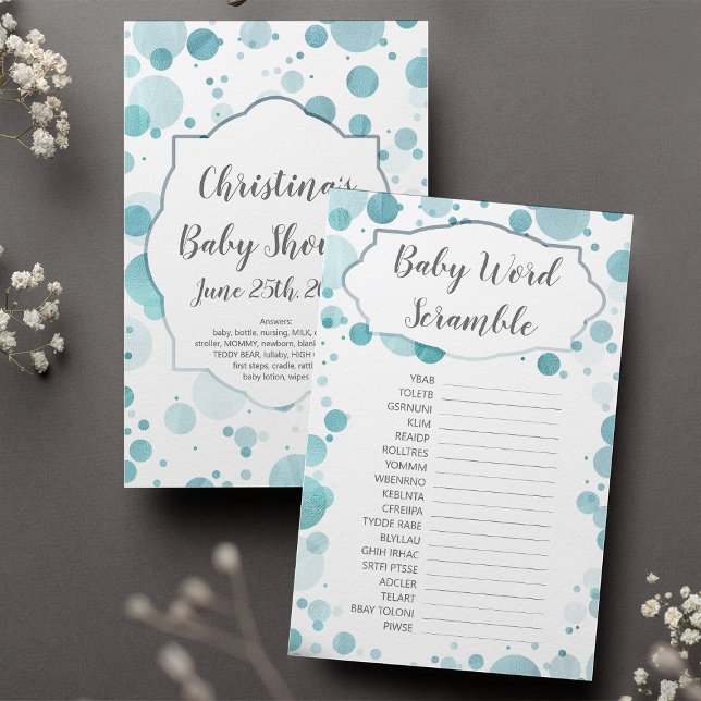 Jogo de Chá do Baby Word Scramble | Chave de Respo (Criador carregado)