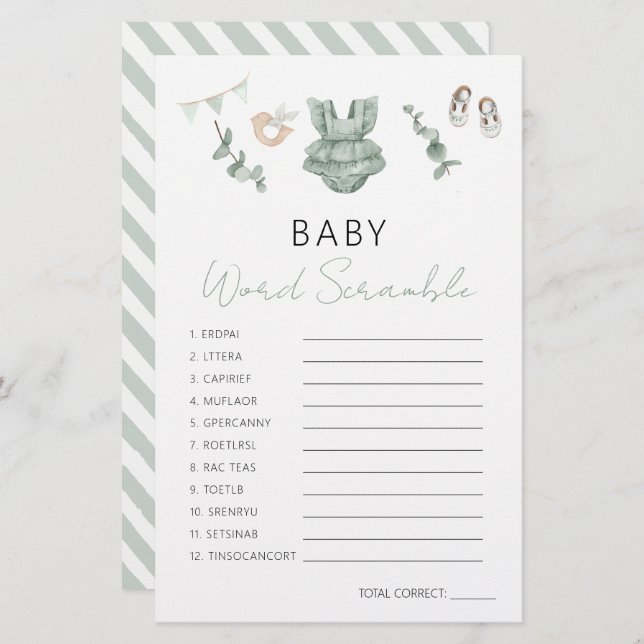 Jogo de Chá Eucalyptus Baby Girl Green (Frente/Verso)