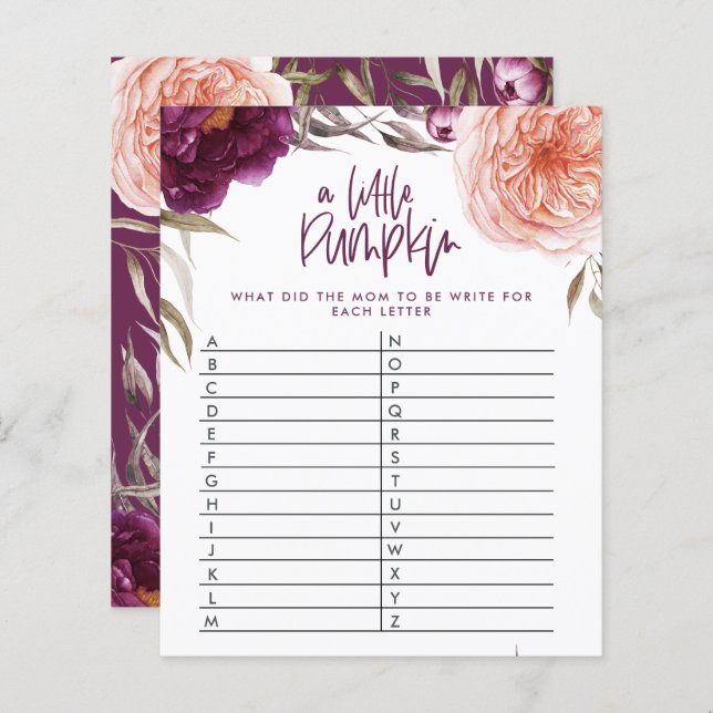 Jogo de chá floral de abóbora adivinha (Frente/Verso)