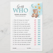 Jogo de Chás de fraldas de Adivinhação do Urso de