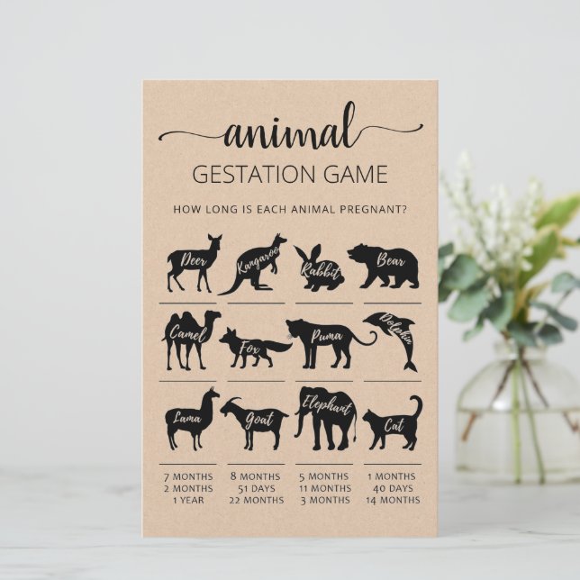 Jogo de Chuvada de Bebê: Gestação Animal com Respo (Em pé/Frente)