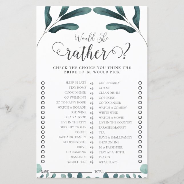 Jogo de Chuveiro de Noiva com Verde Folhagem de Eu (Frente)